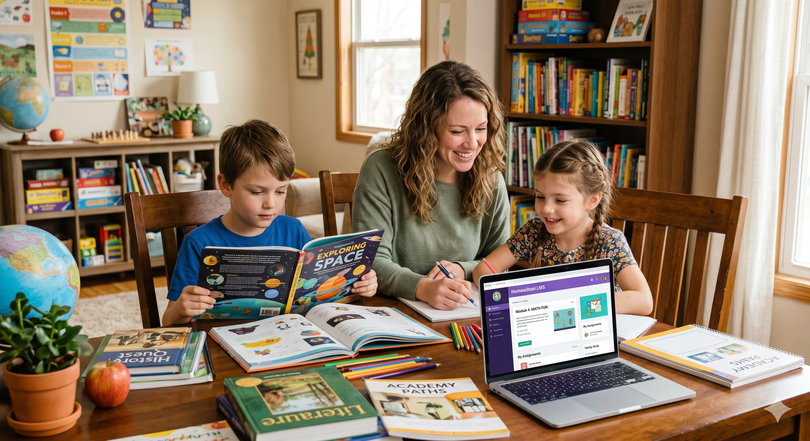 Family studying together